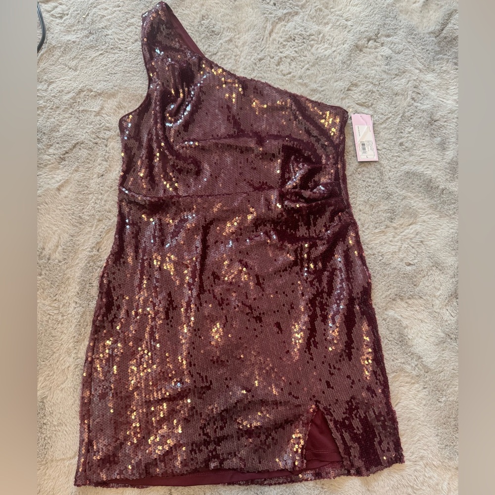 Maroon sequin mini dress, size large